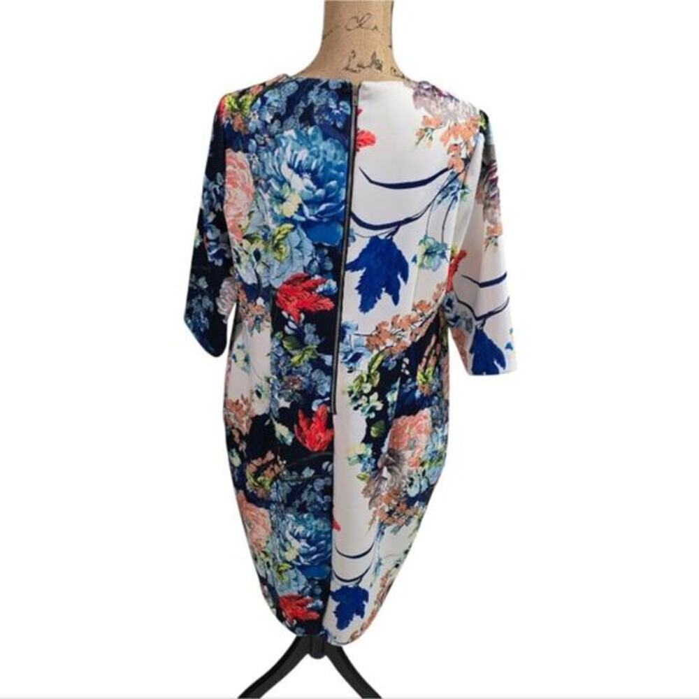 ROZ & ALI Floral Print Tunic Dress Half Sleeve Knee Length Colorful Plus Size 16 - Picture 3 of 8